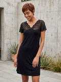 Lace Detail Sleep Shirt | Crossover V-Neck Style